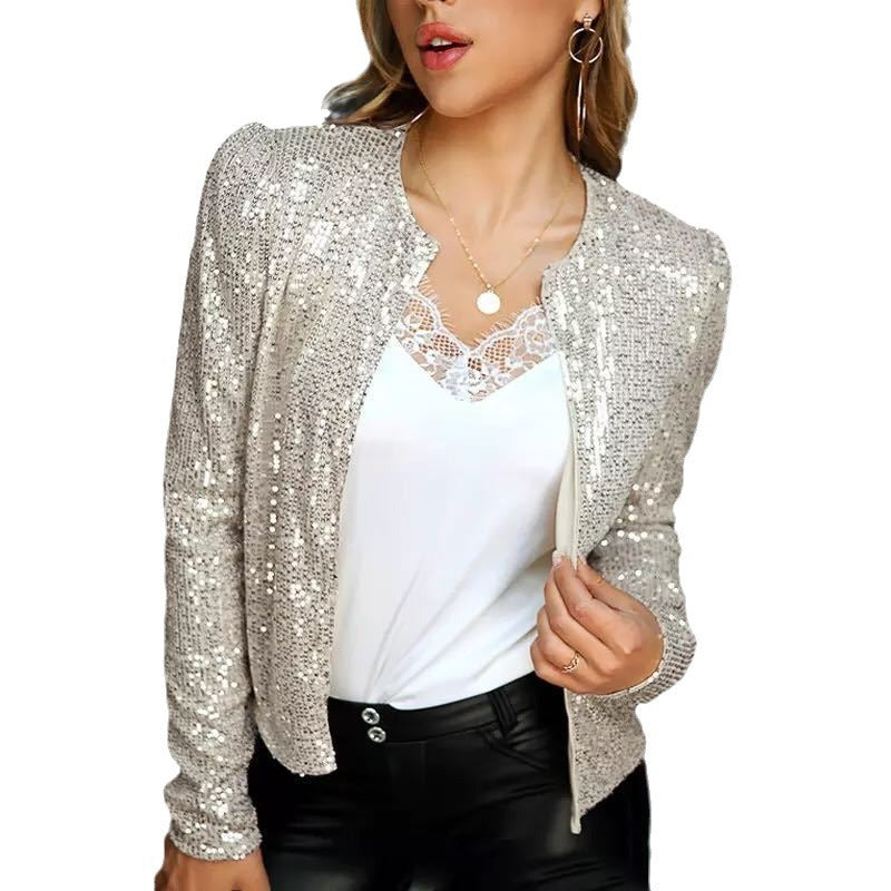 Damen glitzernde Strickjacke Sovae