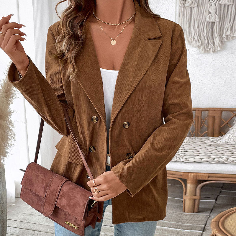 Damen Blazerjacke im angesagten Kord-Stil mit zwei Knöpfen Sovae