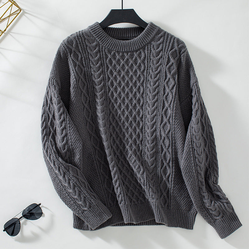 Damen Grobstrickpullover mit raffiniertem Zopfmuster und Rundhalsausschnitt Sovae