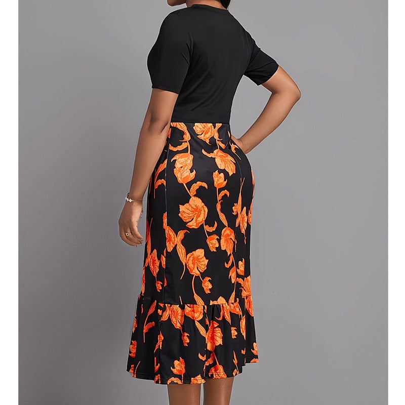 Damen Elegantes Kleid mit floralem Muster und Knopfdetails Sovae