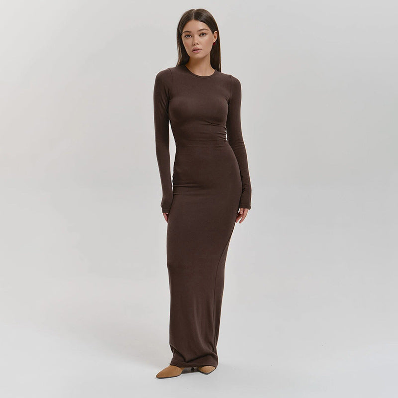 Damen Elegantes Langarm-Maxikleid mit figurformendem Schnitt und hohem Komfort Sovae