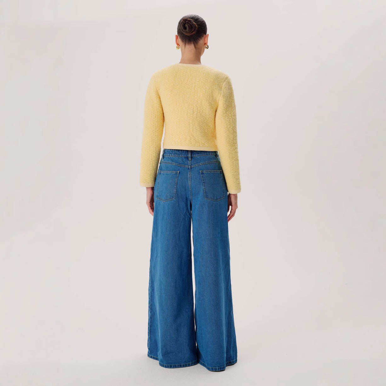 Damen Hochtaillierte Weitjeans mit einzigartigem Taschen-Design Sovae