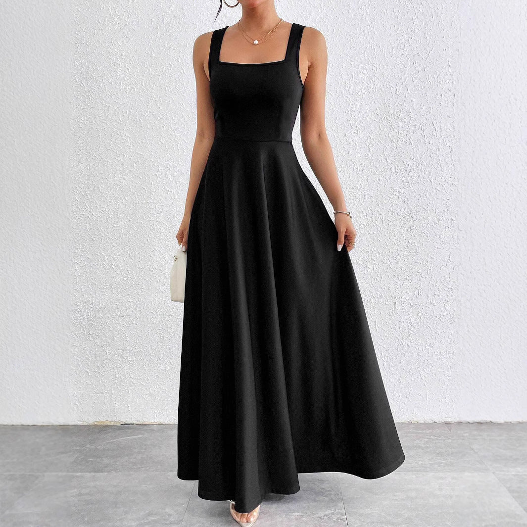 Damen Maxikleid mit weichem Schnitt und quadratischem Ausschnitt Sovae