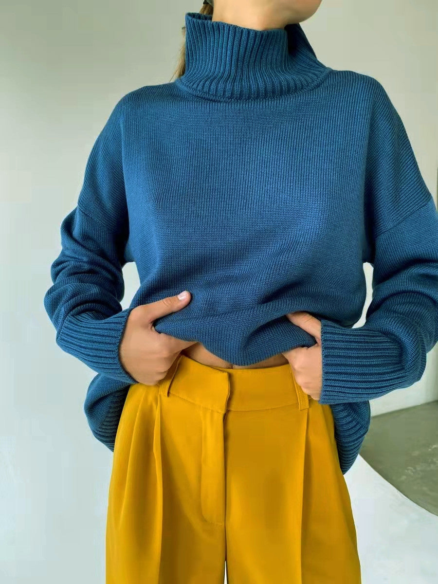 Damen eleganter Rollkragenpullover aus feinem Strick Sovae