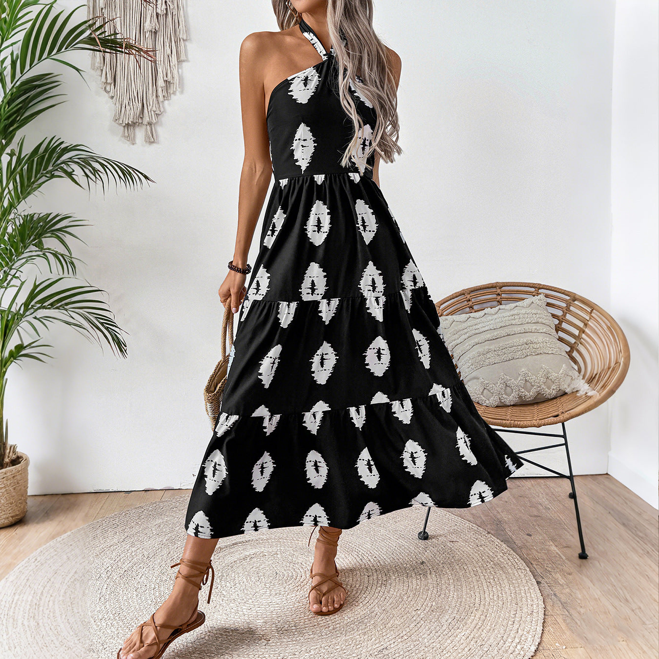 Damen Maxikleid mit asymmetrischem Träger und lässigem Schnitt Sovae