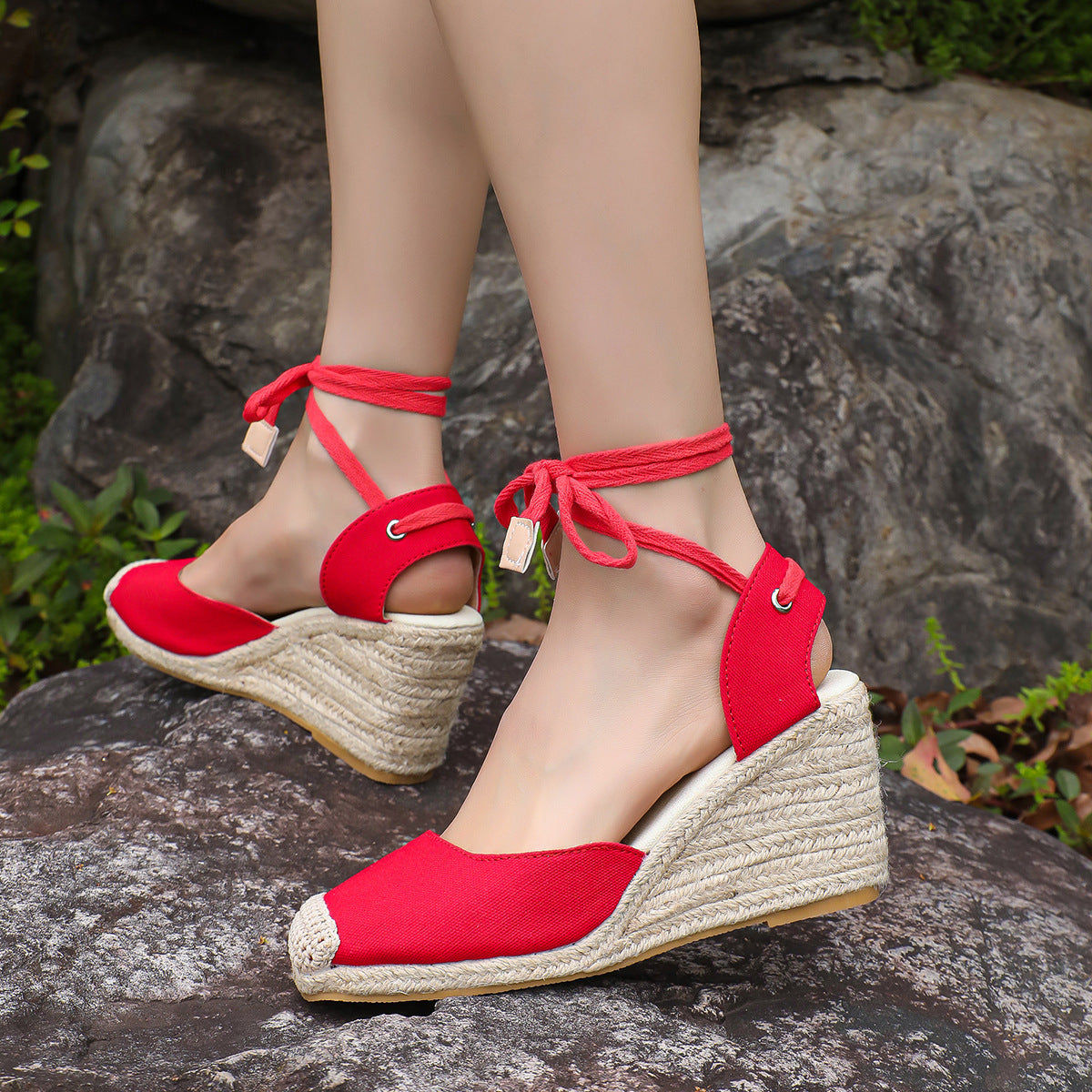 Damen Espadrilles mit raffiniertem Bindegürtel Sovae
