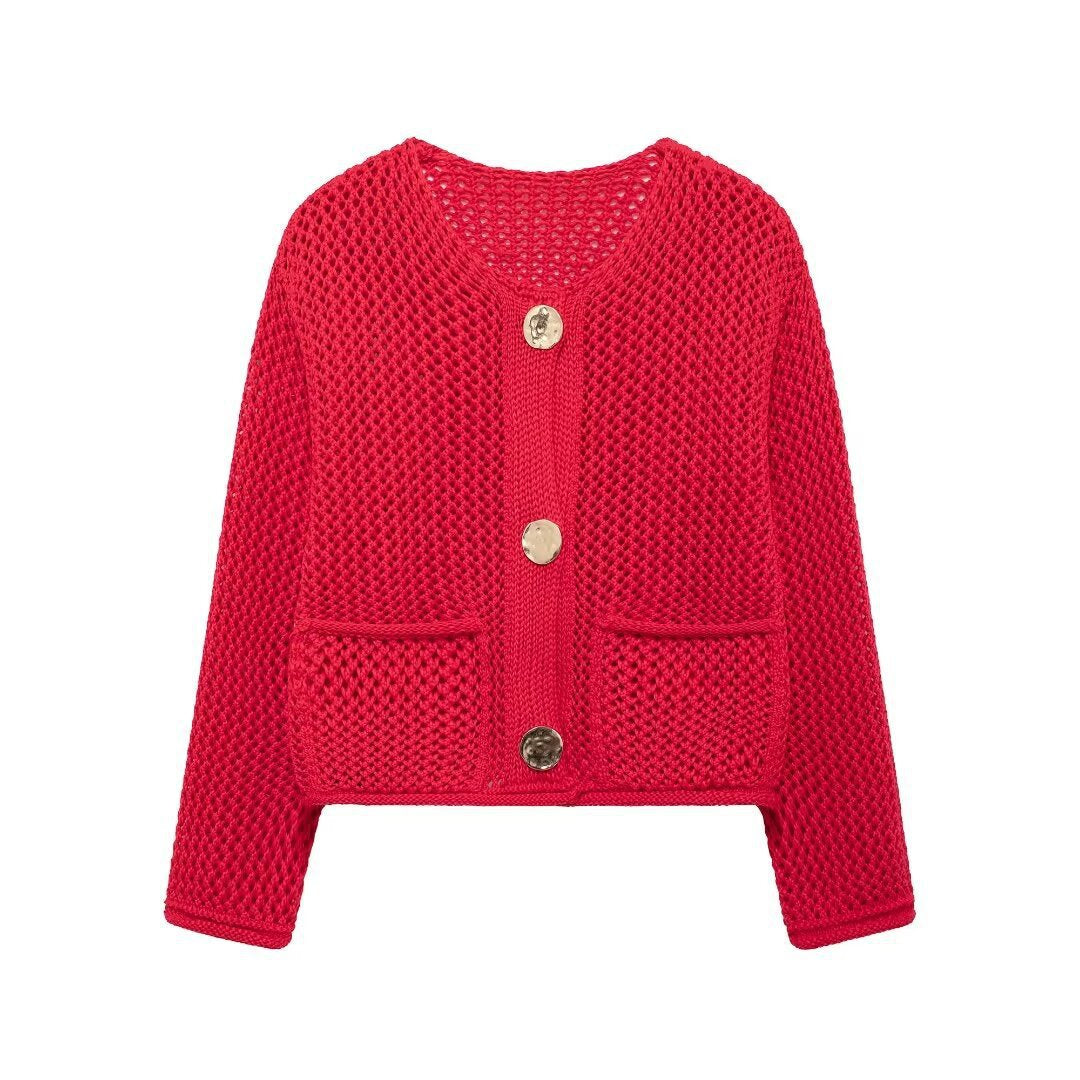 Damen Strickjacke mit Struktur und praktischen Taschen Sovae