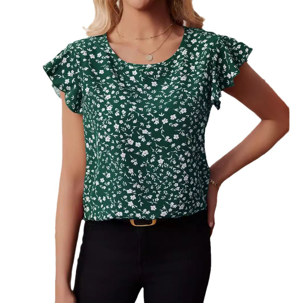 Damen Bluse mit floralem Druck und fließendem Schnitt Sovae
