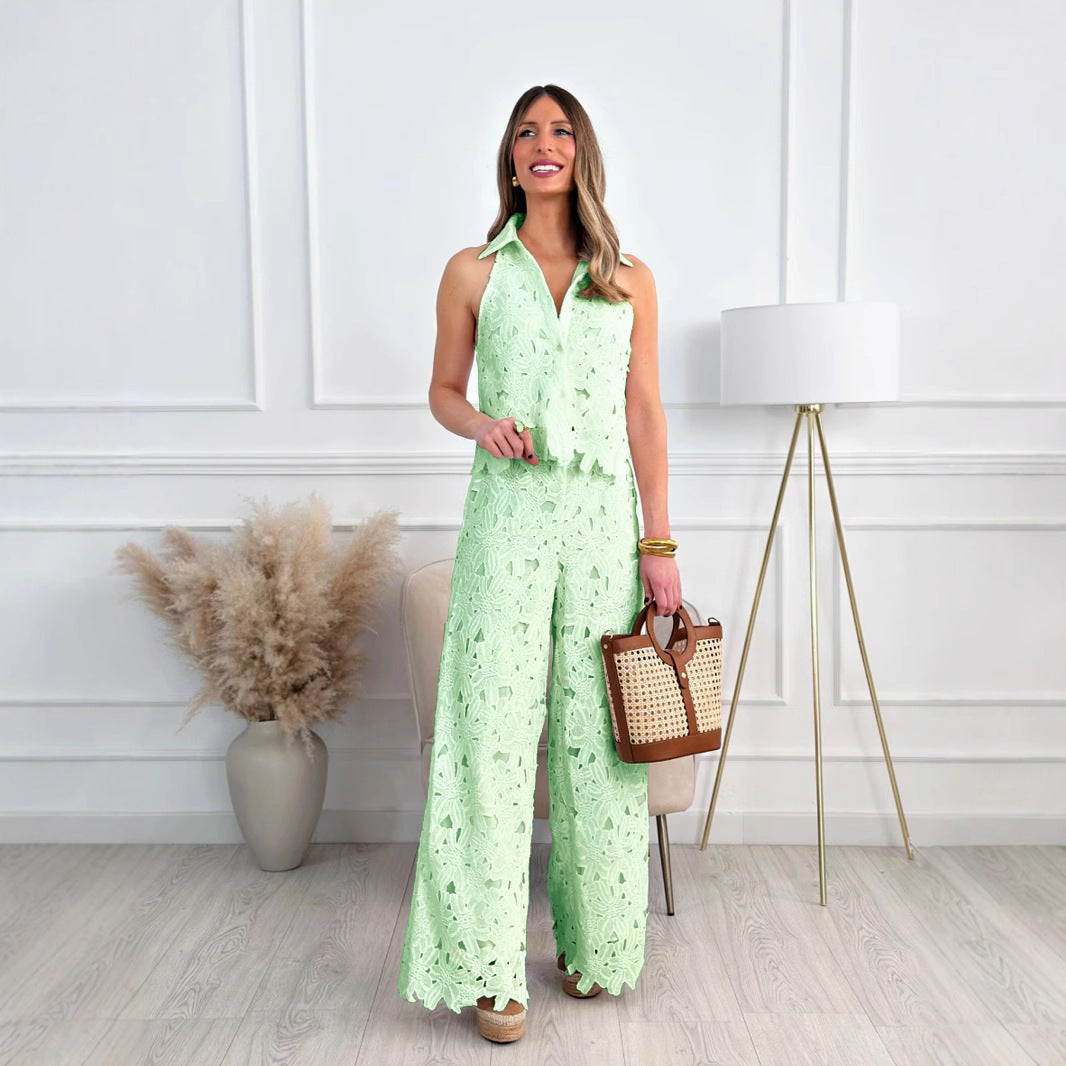 Damen luftiges Overall mit floralen Stickereien Sovae