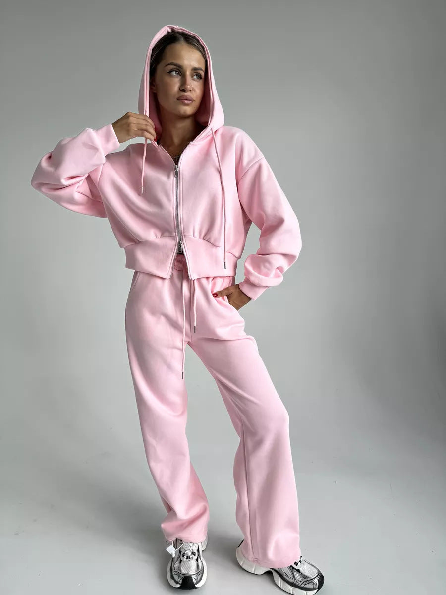 Damen cropped Hoodie und entspannte Jogginghose Set Sovae