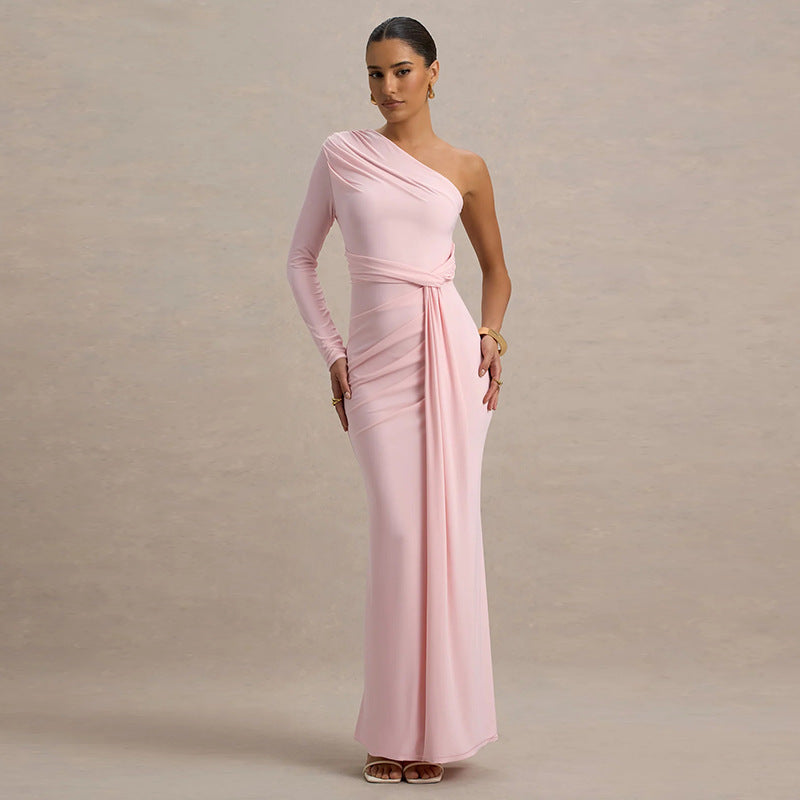 Damen Elegantes asymmetrisches Maxikleid mit Wickeldetail Sovae