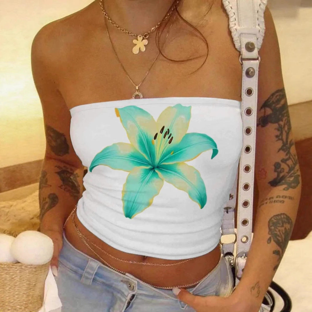 Damen abgestimmtes Bandeau-Top mit floralem Druck Sovae