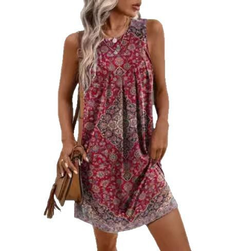 Damen luftiges Sommerkleid mit floralen Mustern Sovae
