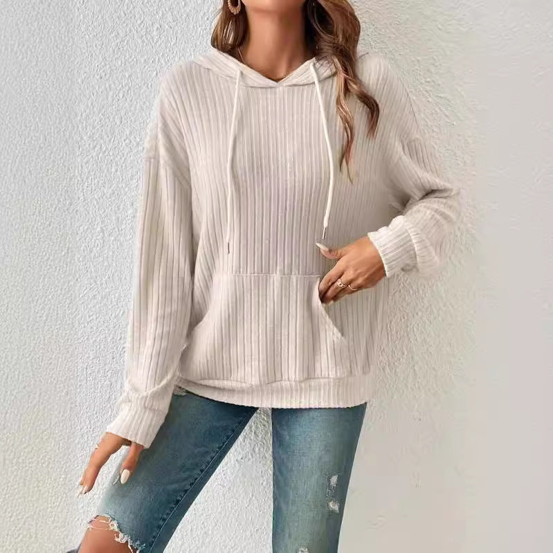 Damen Langärmliger Kapuzenpullover Sovae