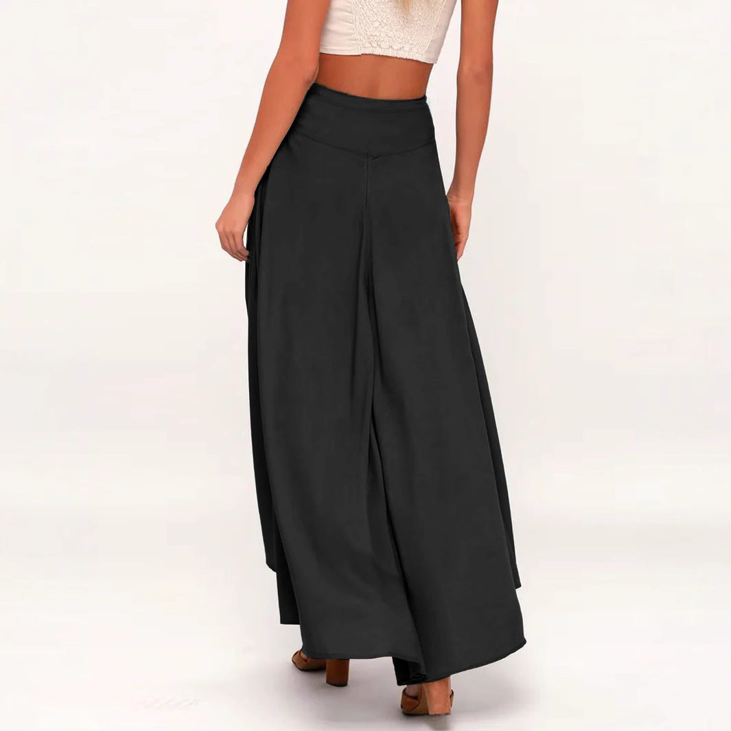 Damen asymmetrischer Maxirock mit fließendem Schnitt und eleganter Taillenpartie Sovae