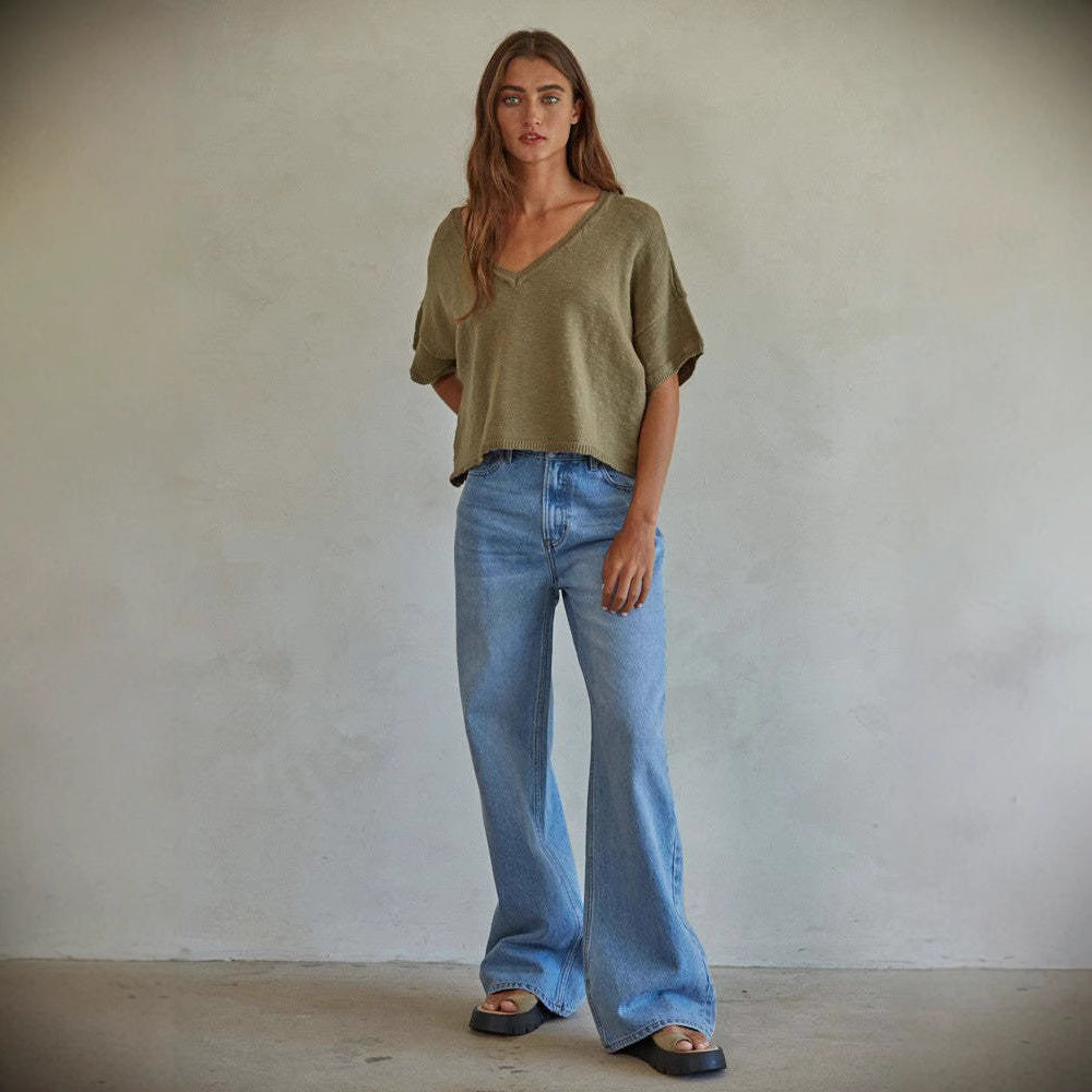 Damen Weit geschnittene Jeans mit hohem Komfort und modernen Details Sovae