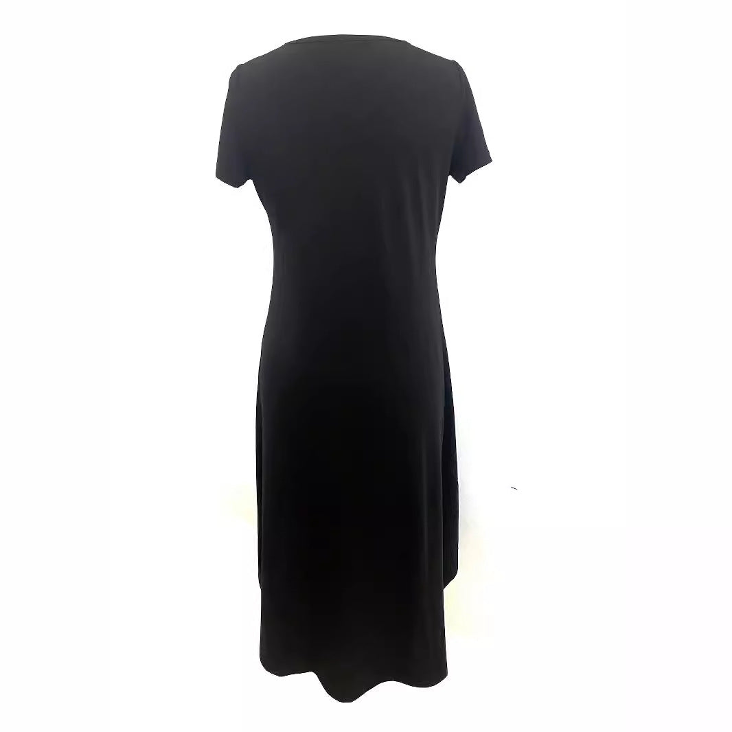 Damen lässiges Maxikleid mit seitlichen Taschen und Rundhalsausschnitt Sovae