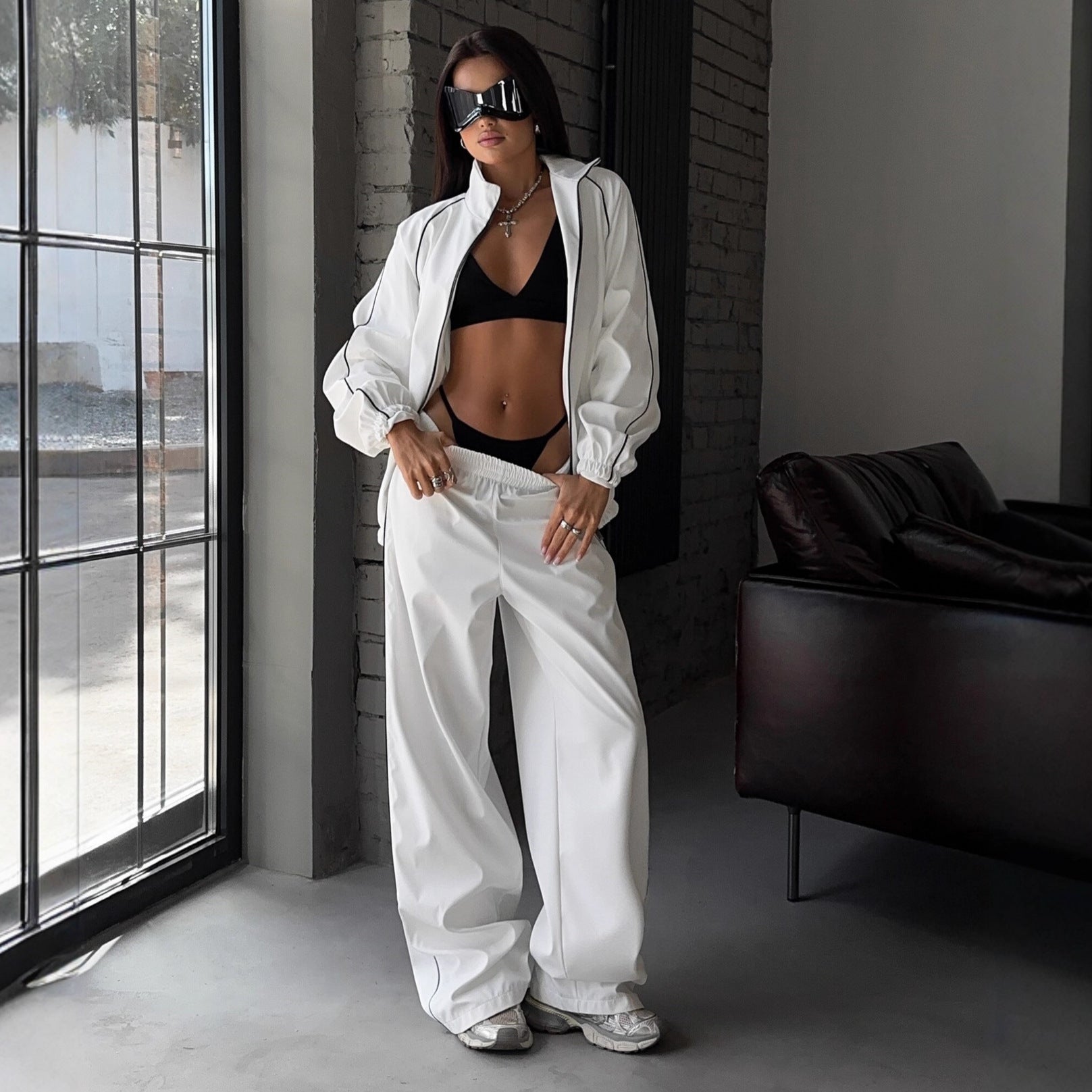 Damen Sportliches Fleece-Set mit hochgeschlossenem Kragen Sovae