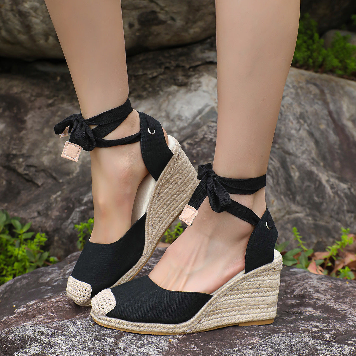 Damen Espadrilles mit raffiniertem Bindegürtel Sovae