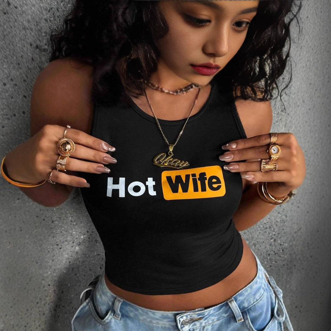 Damen Stilvolles Crop-Top mit witzigem Schriftzug Sovae