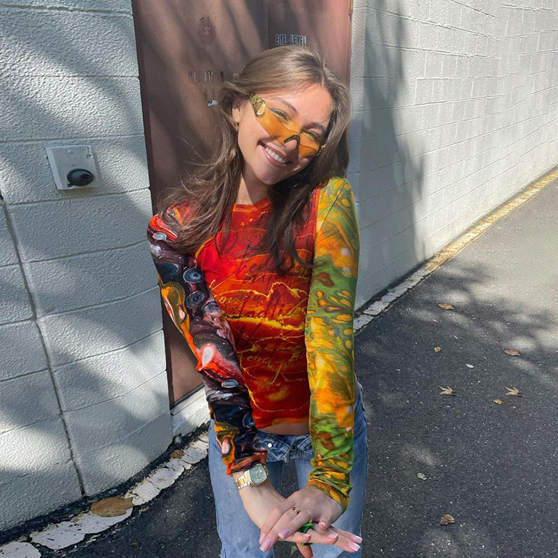 Damen Langarmshirt mit kunstvollem Grafikdesign Sovae