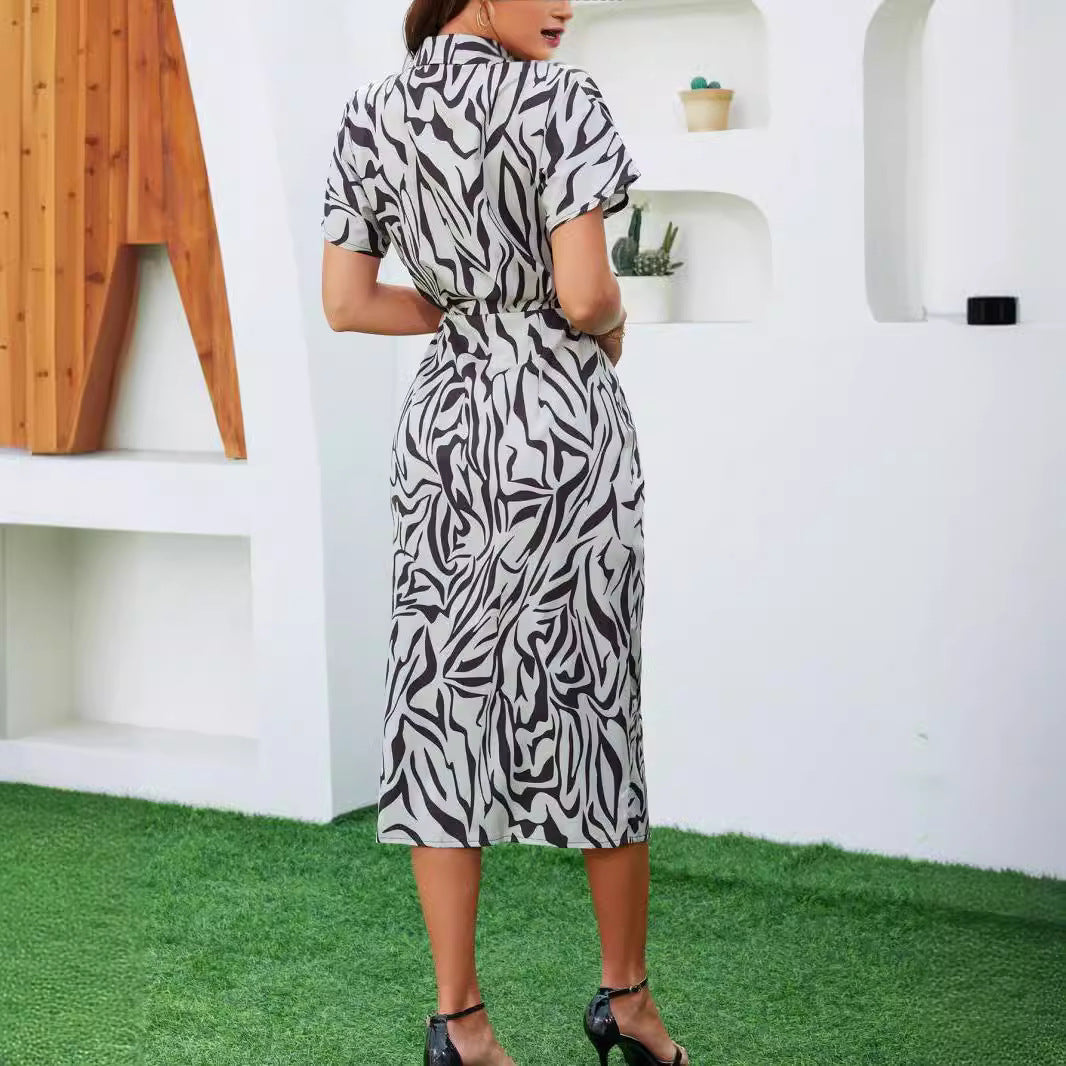 Damen Hemdkleid mit tailliertem Gürtel Sovae