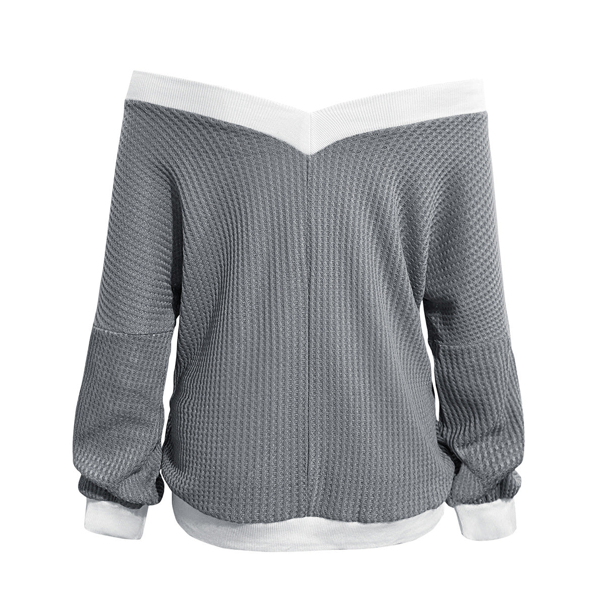 Damen Off-Shoulder Pullover im modernen Waffelstrick Sovae