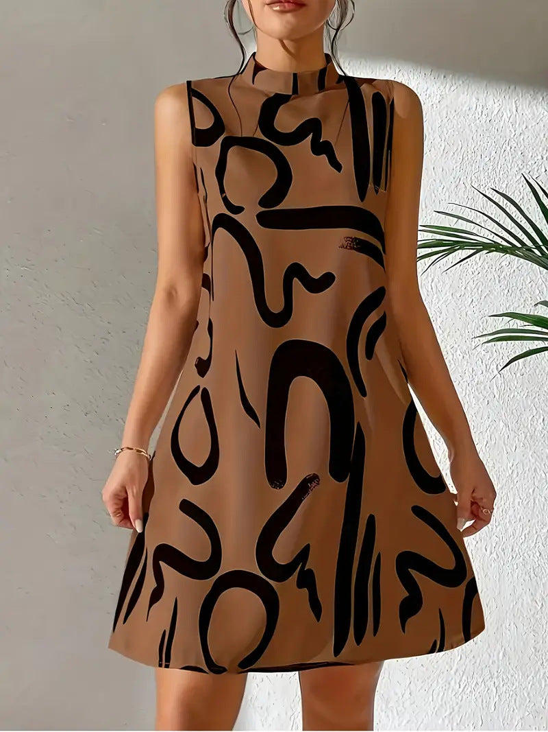 Damen A-Linien Kleid mit kreativem grafischen Design Sovae