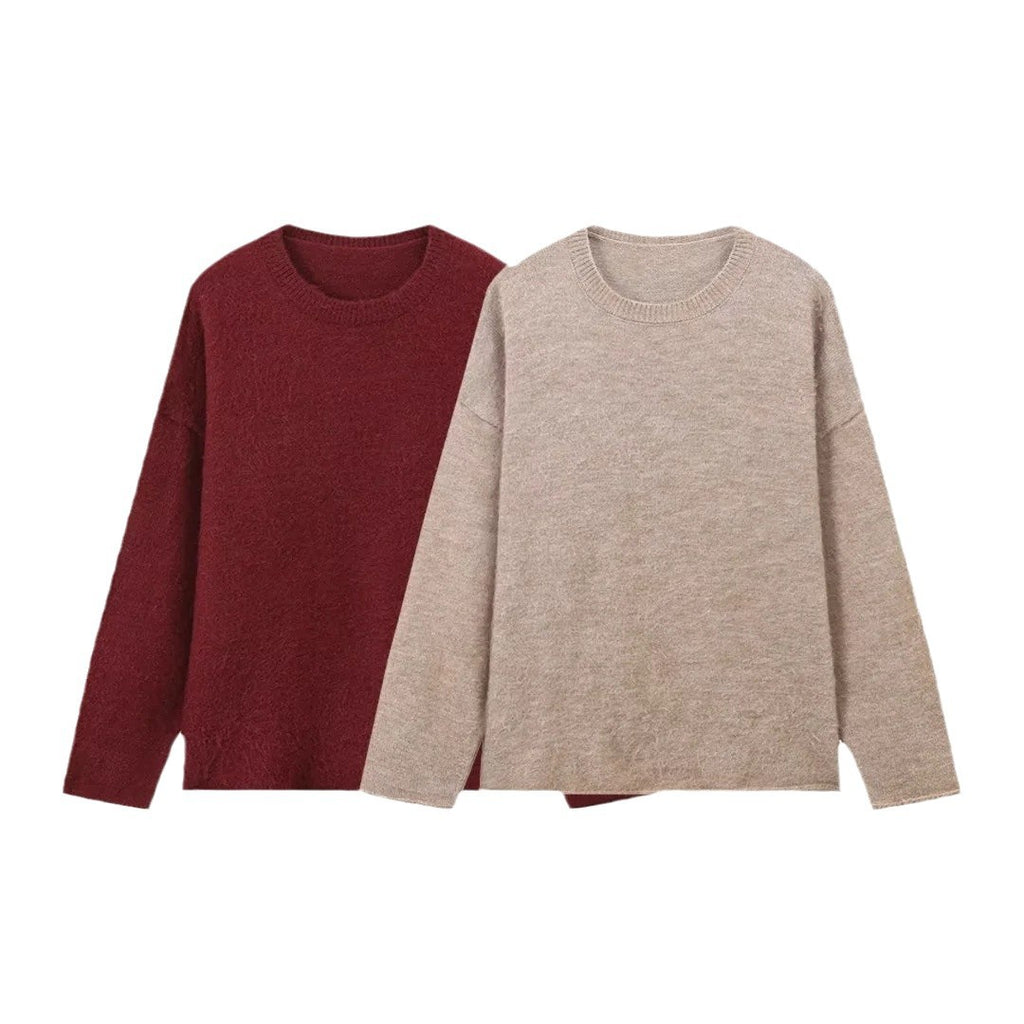 Damen lässiger Strickpullover aus hochwertiger Merinowolle Sovae