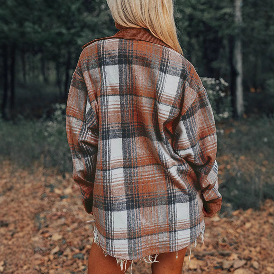 Damen lässige Karobluse mit oversized Schnitt und Komfort Sovae