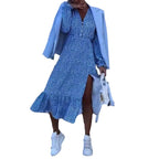 Damen Midikleid mit fließendem Schnitt und eleganten Rüschen Sovae