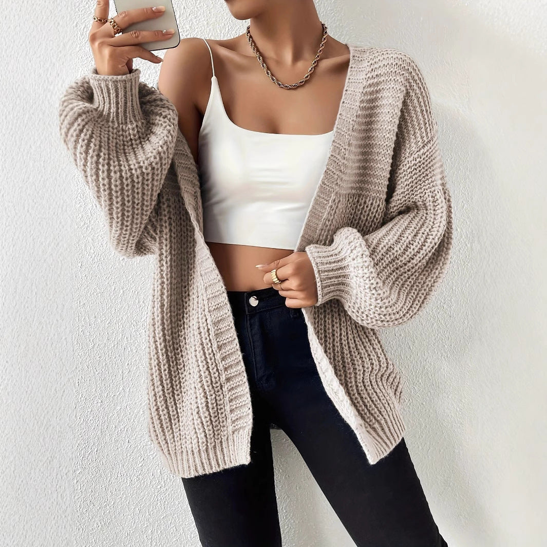 Damen lässige Strickjacke mit oversized Schnitt und weichem Material Sovae