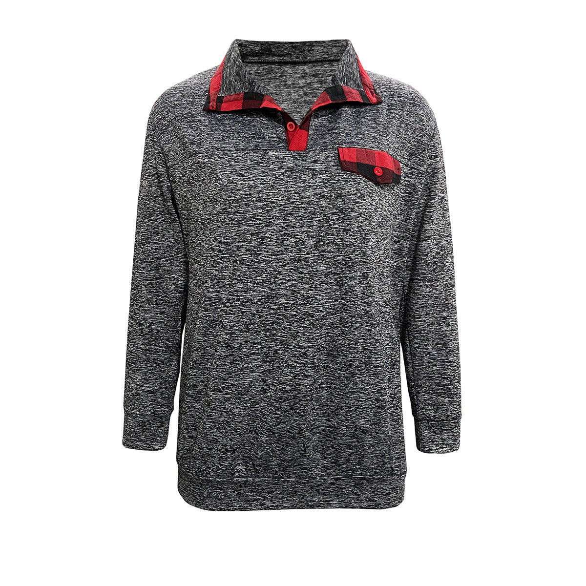 Damen Pullover mit Kragen und kariertem Detail Sovae