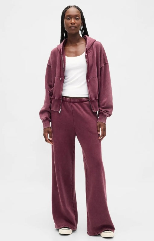 Damen lässiger Sweatpants mit cropped Kapuzenjacke Sovae