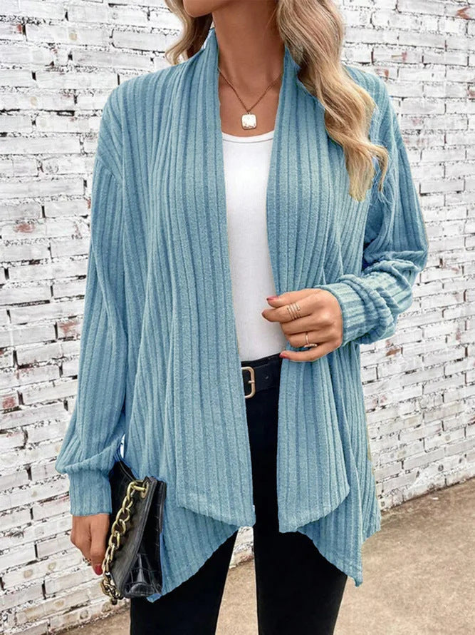 Damen offener Strickcardigan mit vertikalen Streifen Sovae