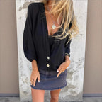 Damen lässige Oversized-Strickjacke mit Knopfdetails Sovae