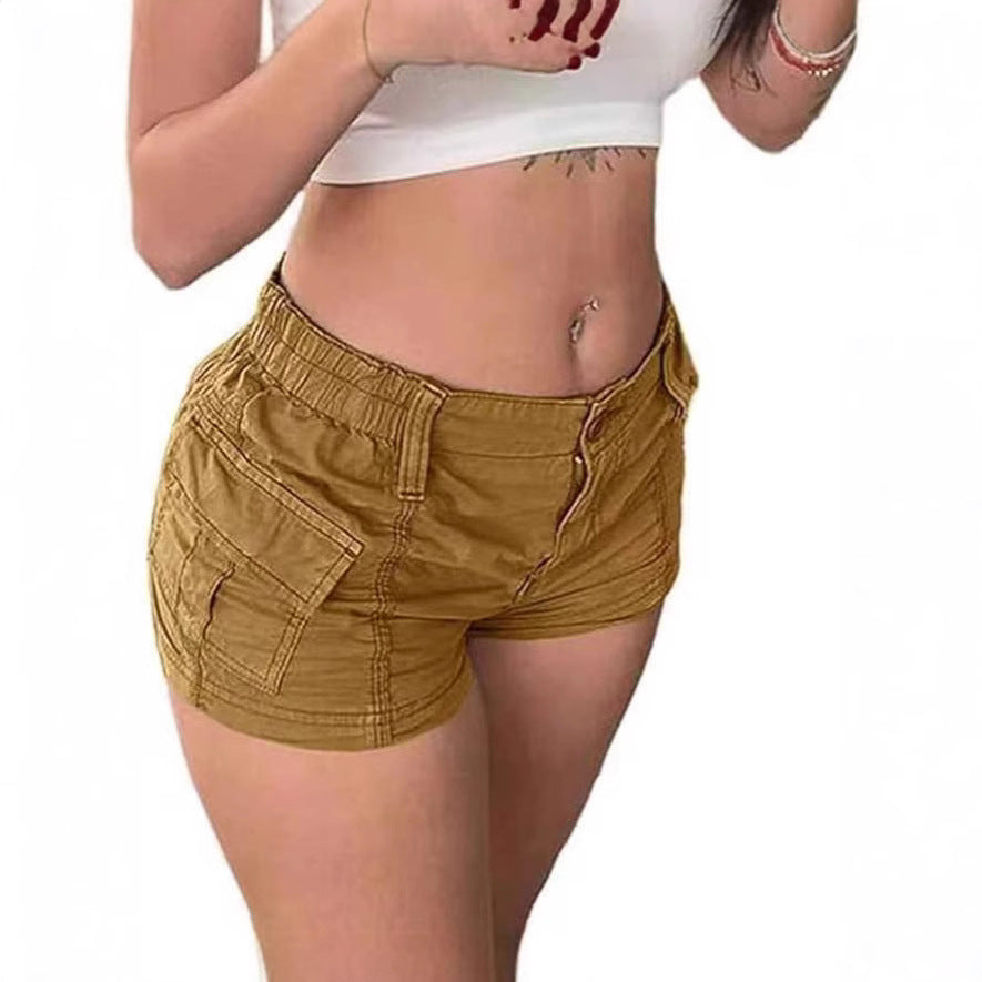 Damen Modische Cargo-Shorts mit elastischem Bund und praktischen Taschen Sovae