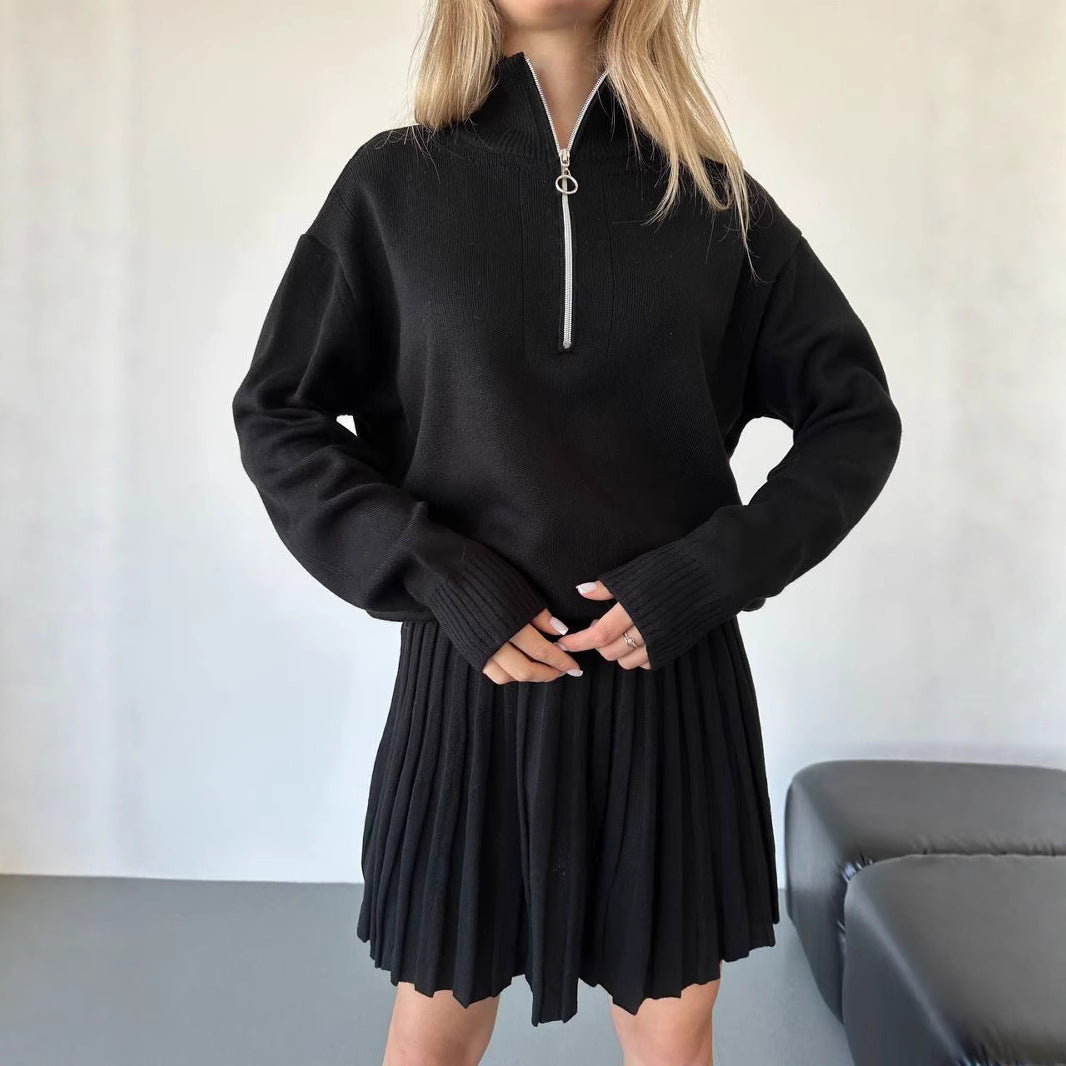 Damen cropped Strickpullover mit Reißverschluss Sovae