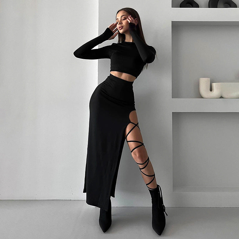 Damen Midi-Rock mit Asymmetrischem Schnitt Sovae