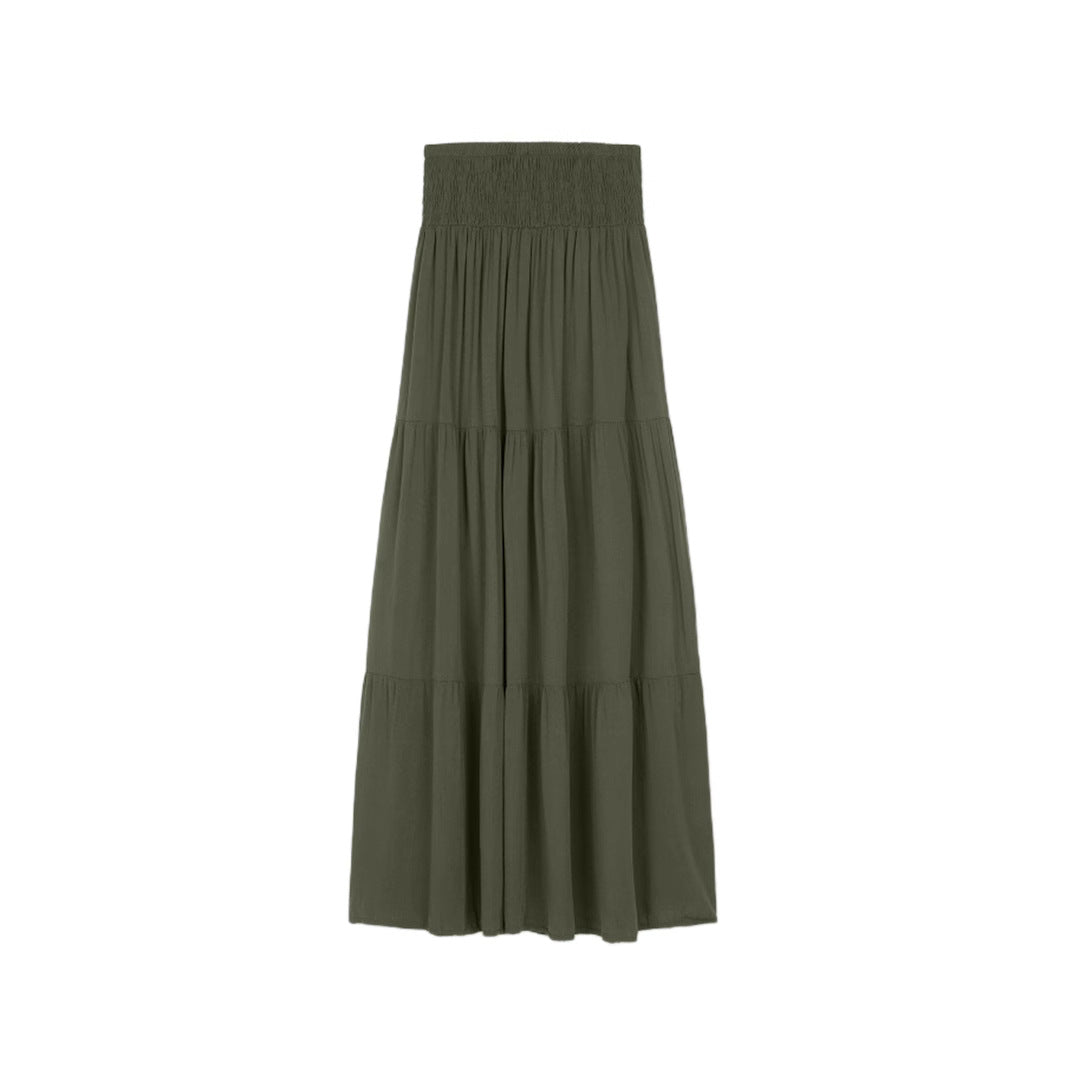 Damen Maxi-Rock mit voluminösem Schnitt und elastischem Bund Sovae