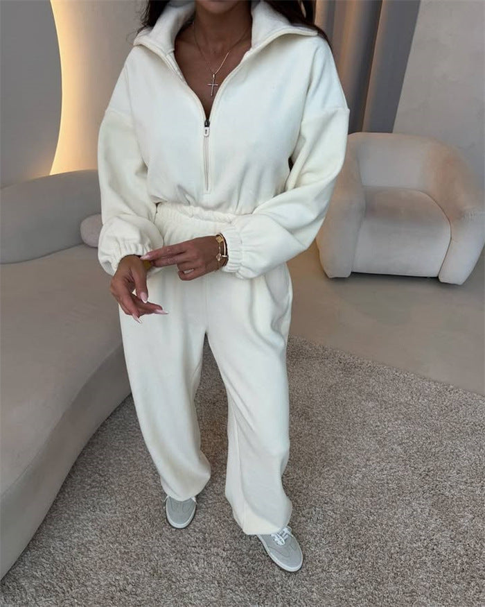 Damen Fleece-Jumpsuit mit Reißverschluss und elastischem Bund Sovae