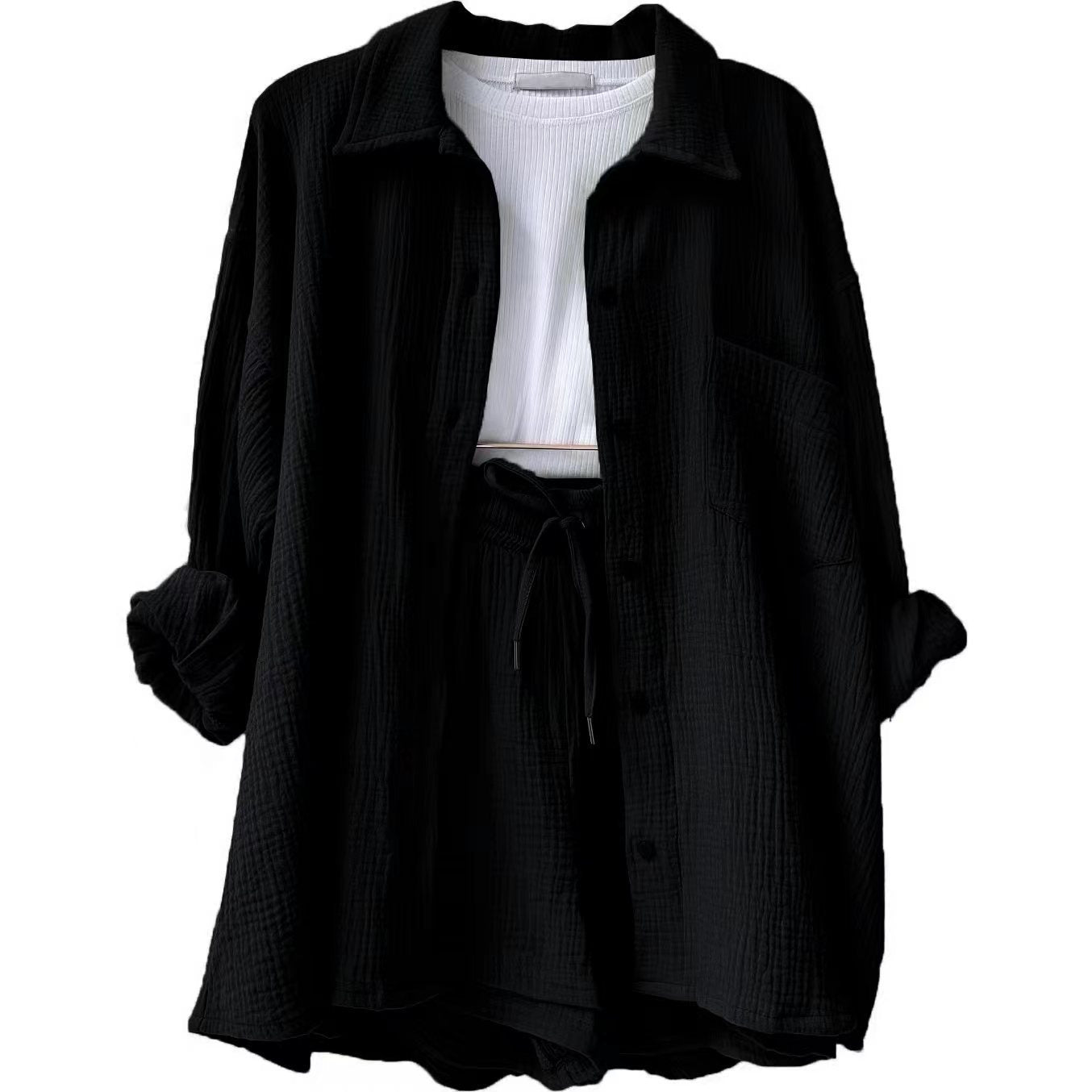 Damen lässiges Oversize-Hemd mit kurzem Schnitt und praktischen Taschen Sovae