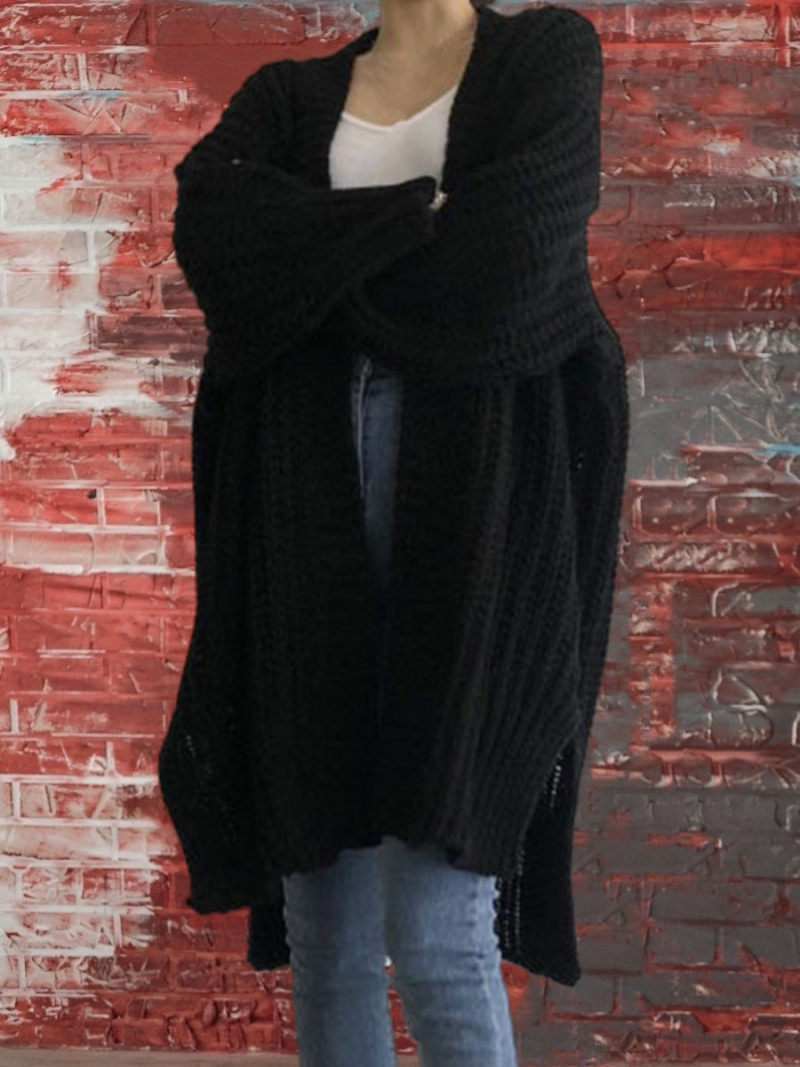 Damen Großer Strickcardigan mit offenem Schnitt und breiten Ärmeln Sovae