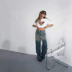 Damen Weit geschnittene Jeans mit strapazierfähigem Denim Sovae