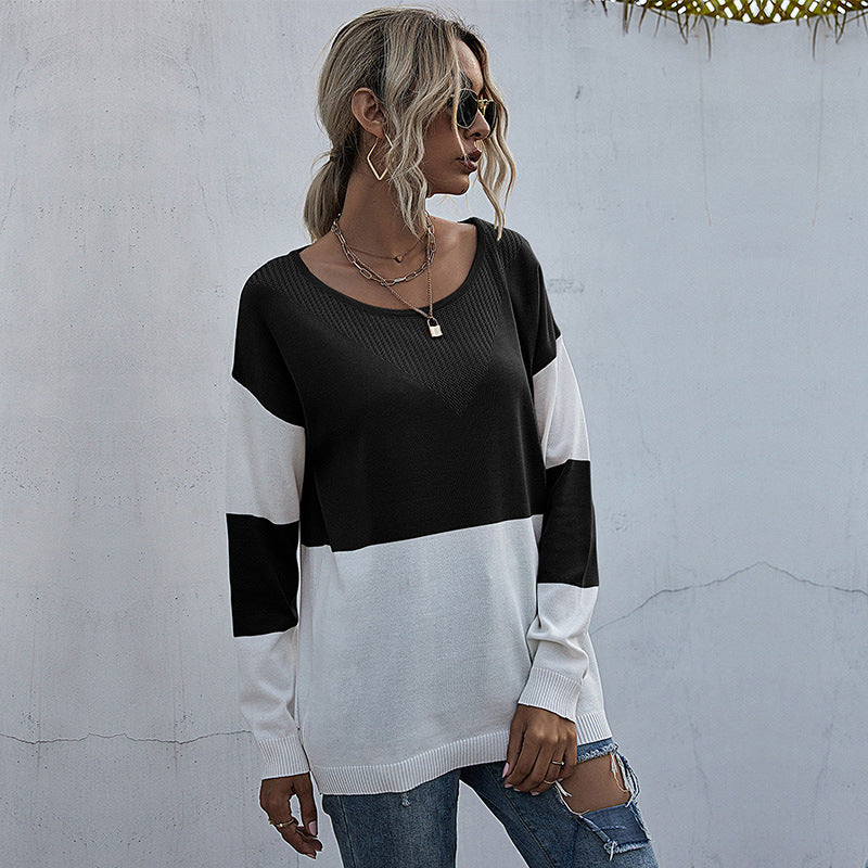 Damen lässiger V-Pullover mit modischem Netzdesign Sovae