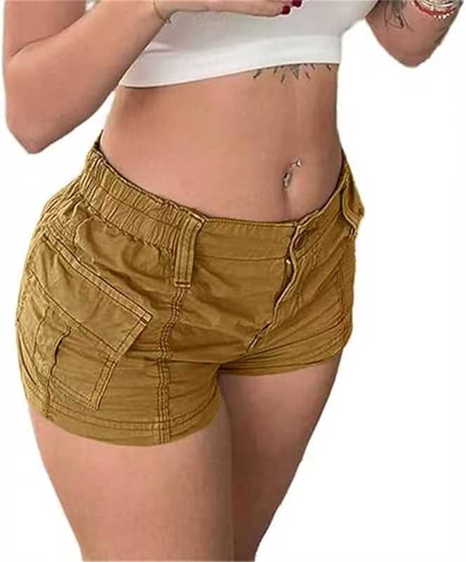 Damen Modische Cargo-Shorts mit elastischem Bund und praktischen Taschen Sovae