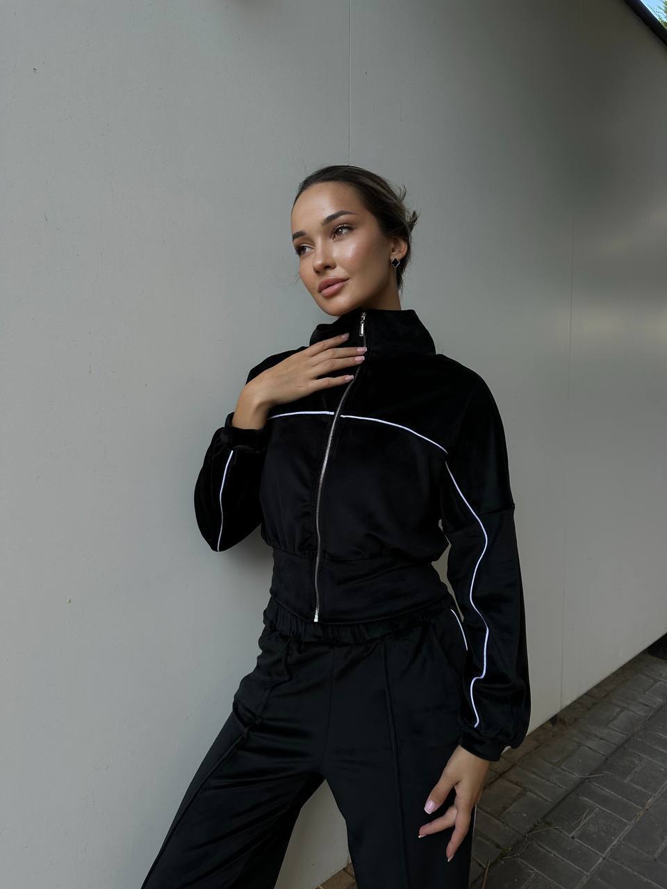 Damen Sportlicher Cropped Fleece-Trainingsanzug Sovae
