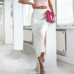 Damen Strickrock mit Knopfdetail und Schlitz Sovae