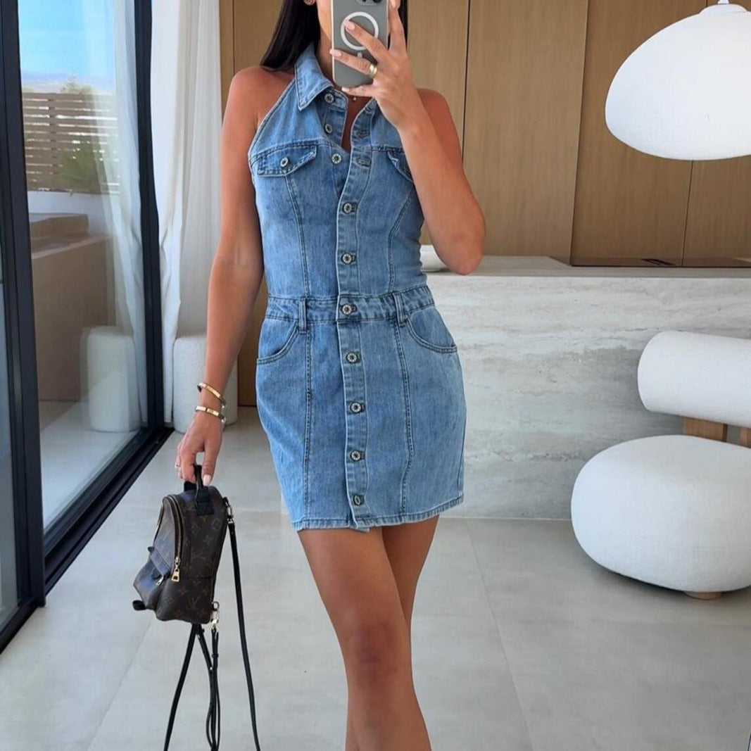 Damen Denim-Kleid Sovae
