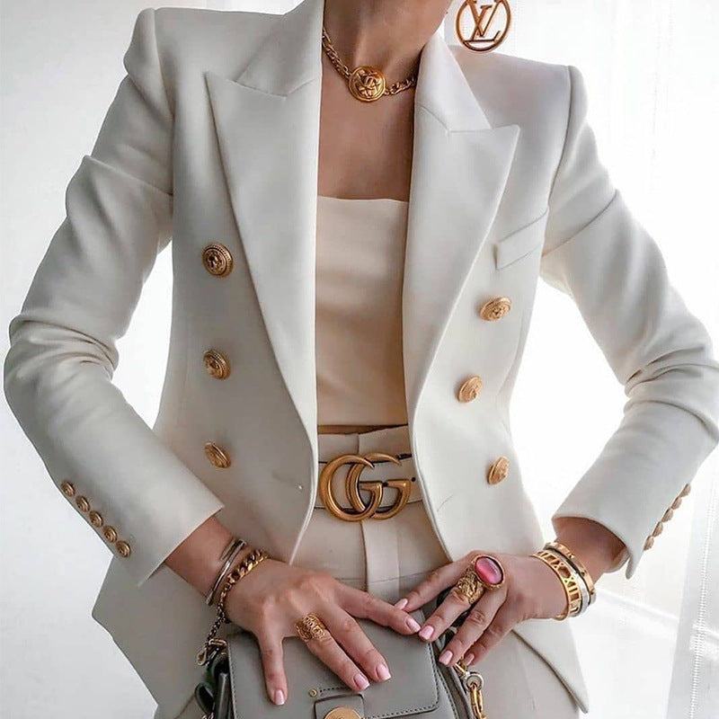 Damen Eleganter Blazer mit doppelter Knopfleiste und tailliertem Schnitt Sovae